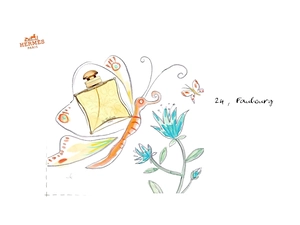 butterfly, Hermes, perfume, bowl, Colourfull Flowers, Drawing