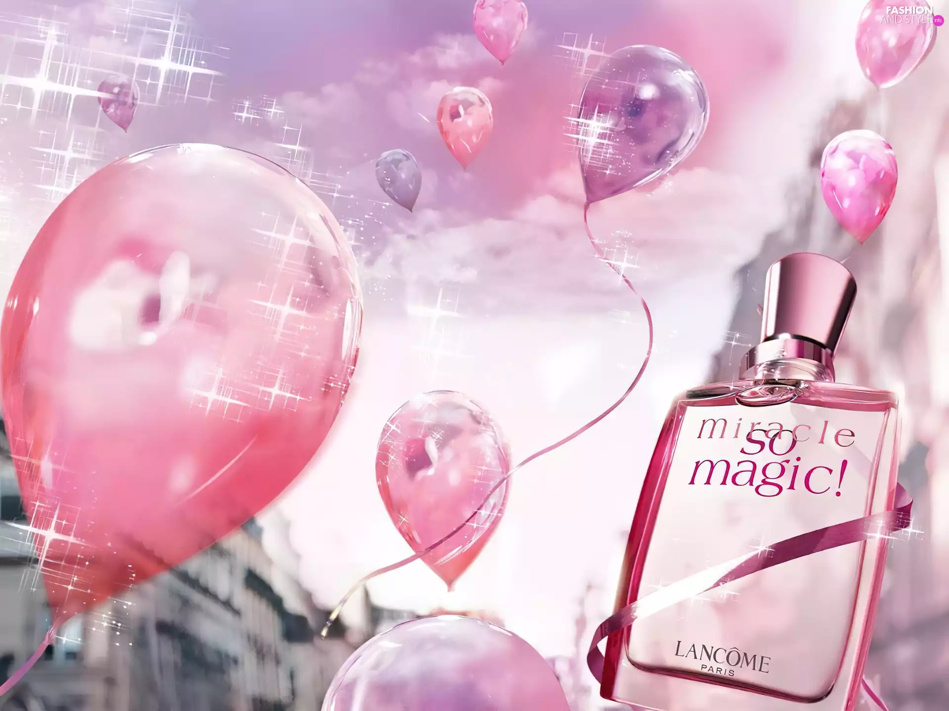 Lancome, bowl, perfume, Balloons