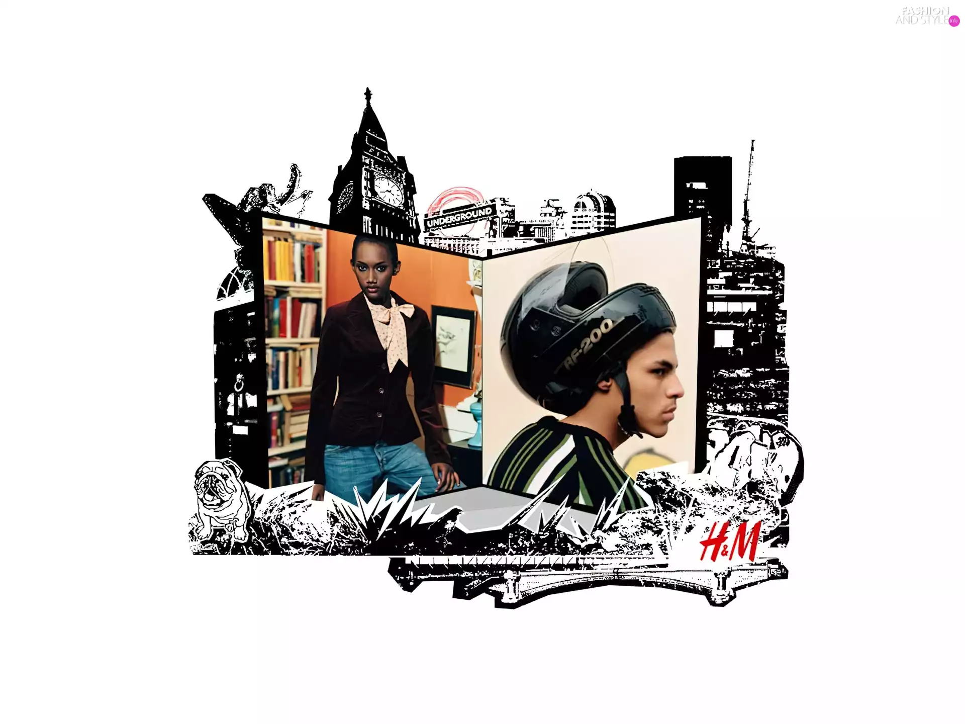 Coat, H And M, a man, helmet, Blouse, Women