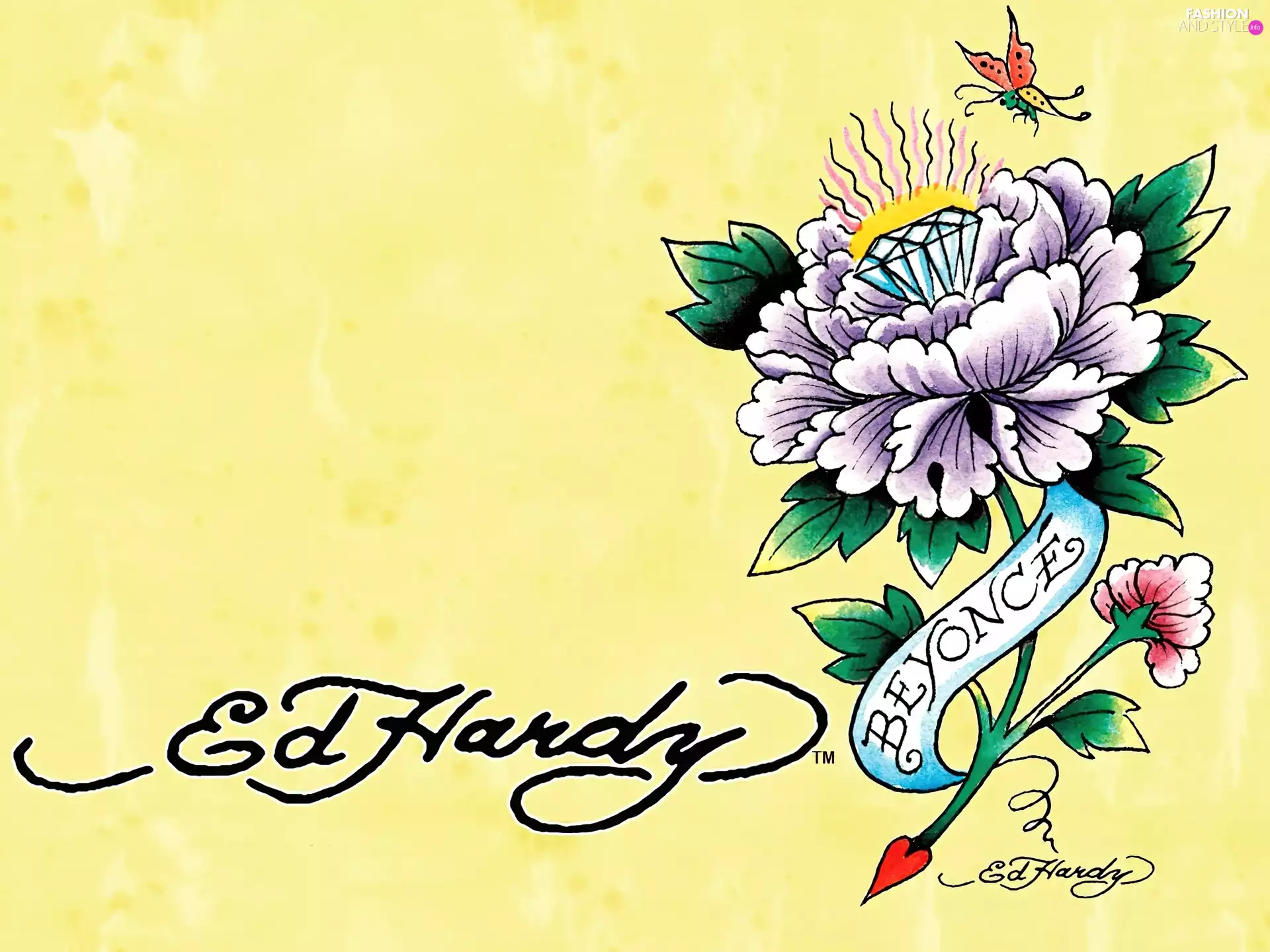 butterfly, Beyonce, Drawing, Colourfull Flowers, Ed Hardy