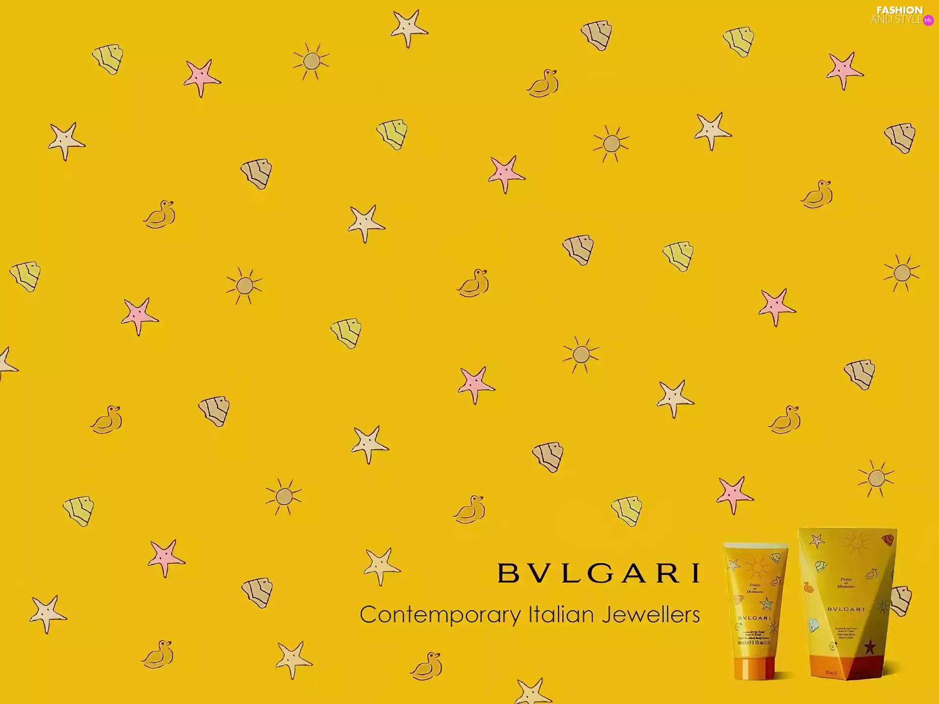 Stars, cream, ducks, sun, Bvlgari