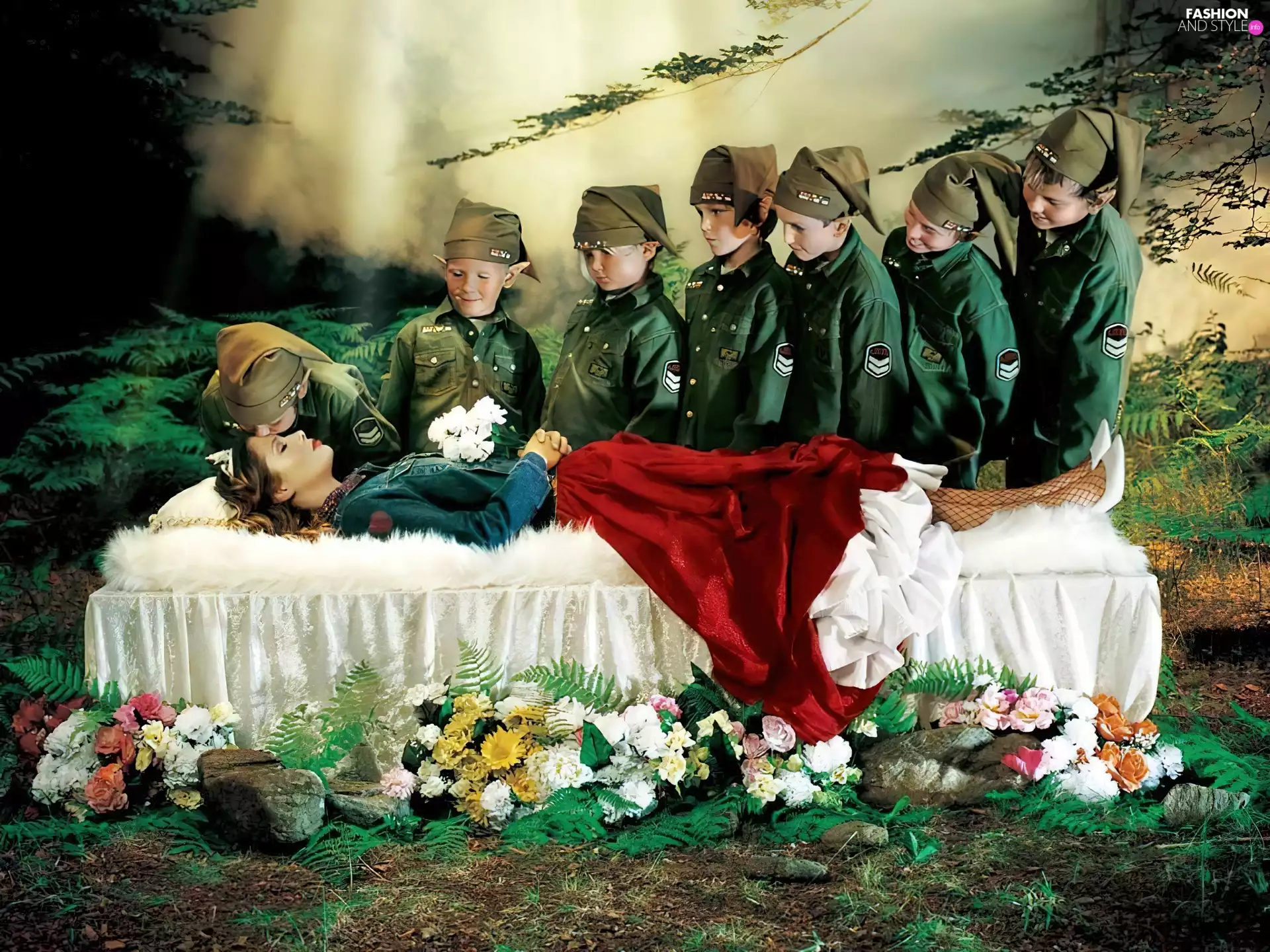 Women, the sleeping, gnomes, Princess, Liberto, seven, Kids