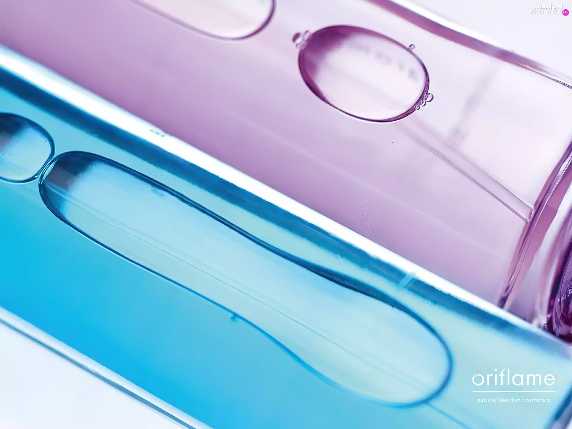 Oriflame, blue, purple, vial